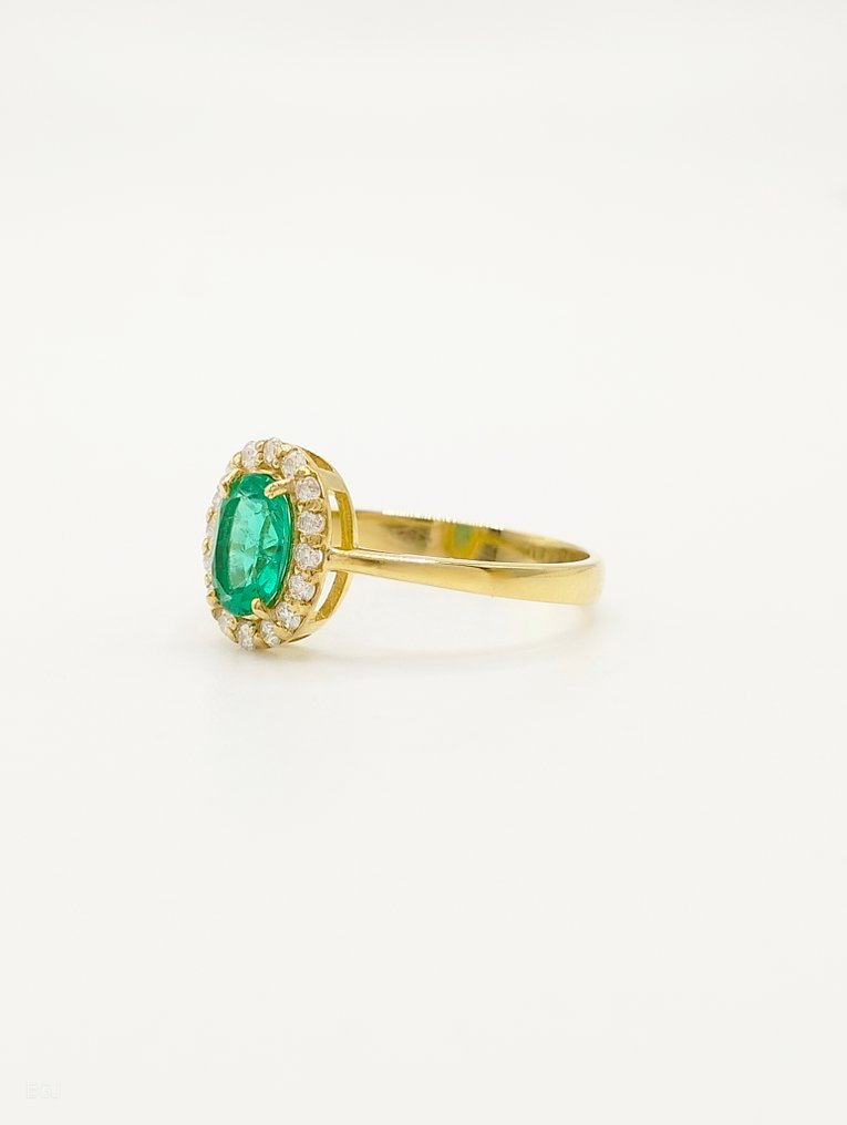 Sans prix de réserve - Bague - 14 carats Or jaune Émeraude - Diamant #2.1