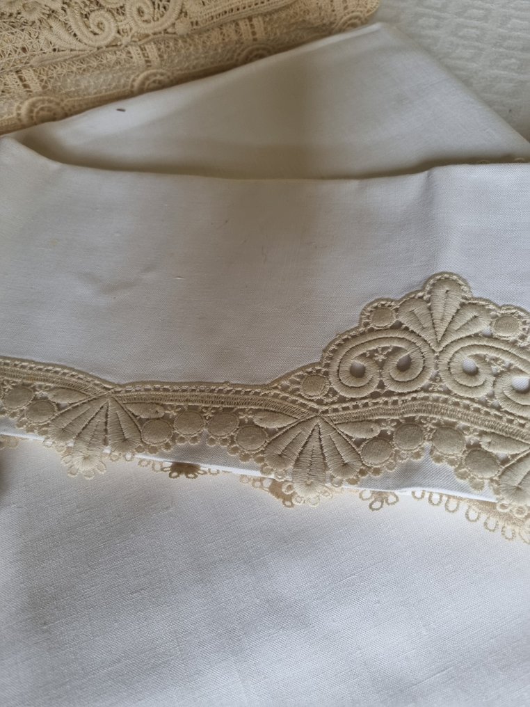 Firenze Ricami - Suore Fiorentine - Lenzuolo (4)  - 280 cm - 280 cm - Lino Cottone certificato #3.2