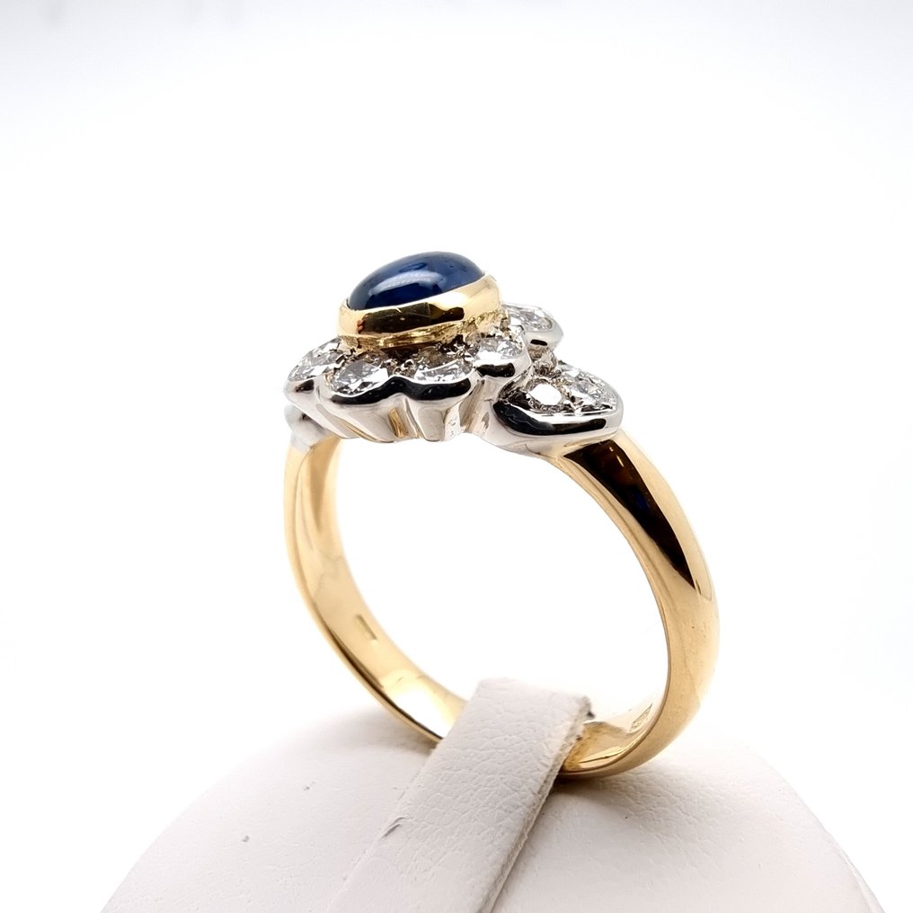 Δαχτυλίδι - 18 καράτια Λευκός χρυσός, Κίτρινο χρυσό Ζαφείρι - Διαμάντι #3.2