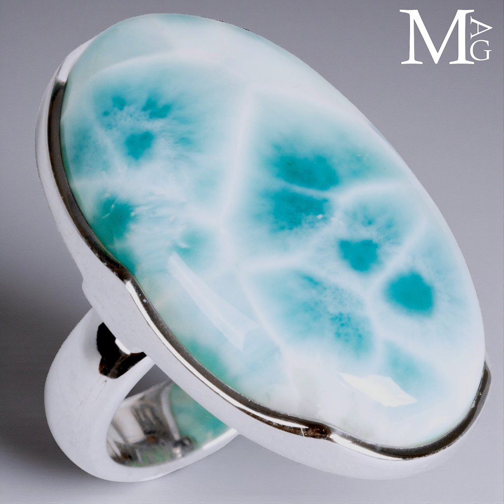 非凡的拉利玛，‘亚特兰蒂斯之石’ 极佳的拉利马尔宝石，极上品质 - 高度: 35 mm - 宽度: 28 mm- 17 g #1.0