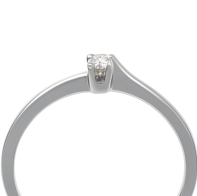 戒指 - 18 克拉 白金 -  0.03ct. tw. 鉆石 (天然)  #2.1