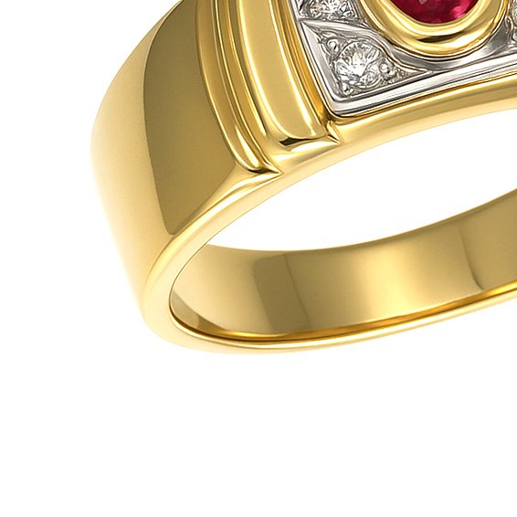 Ring - 18 kt. Yellow gold, White gold -  0.20ct. tw. Ruby - Diamond #2.1