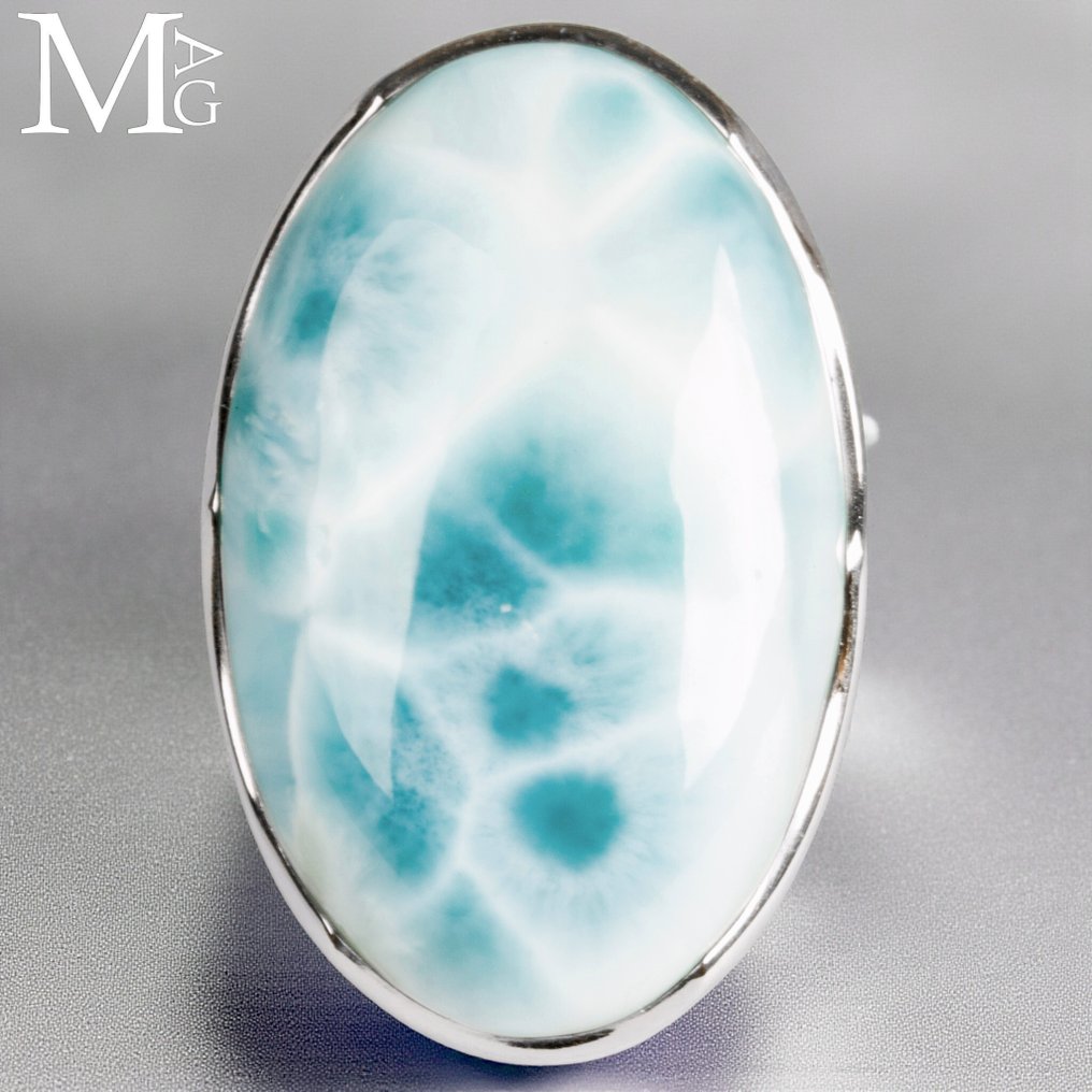 非凡的拉利玛，‘亚特兰蒂斯之石’ 极佳的拉利马尔宝石，极上品质 - 高度: 35 mm - 宽度: 28 mm- 17 g #2.1