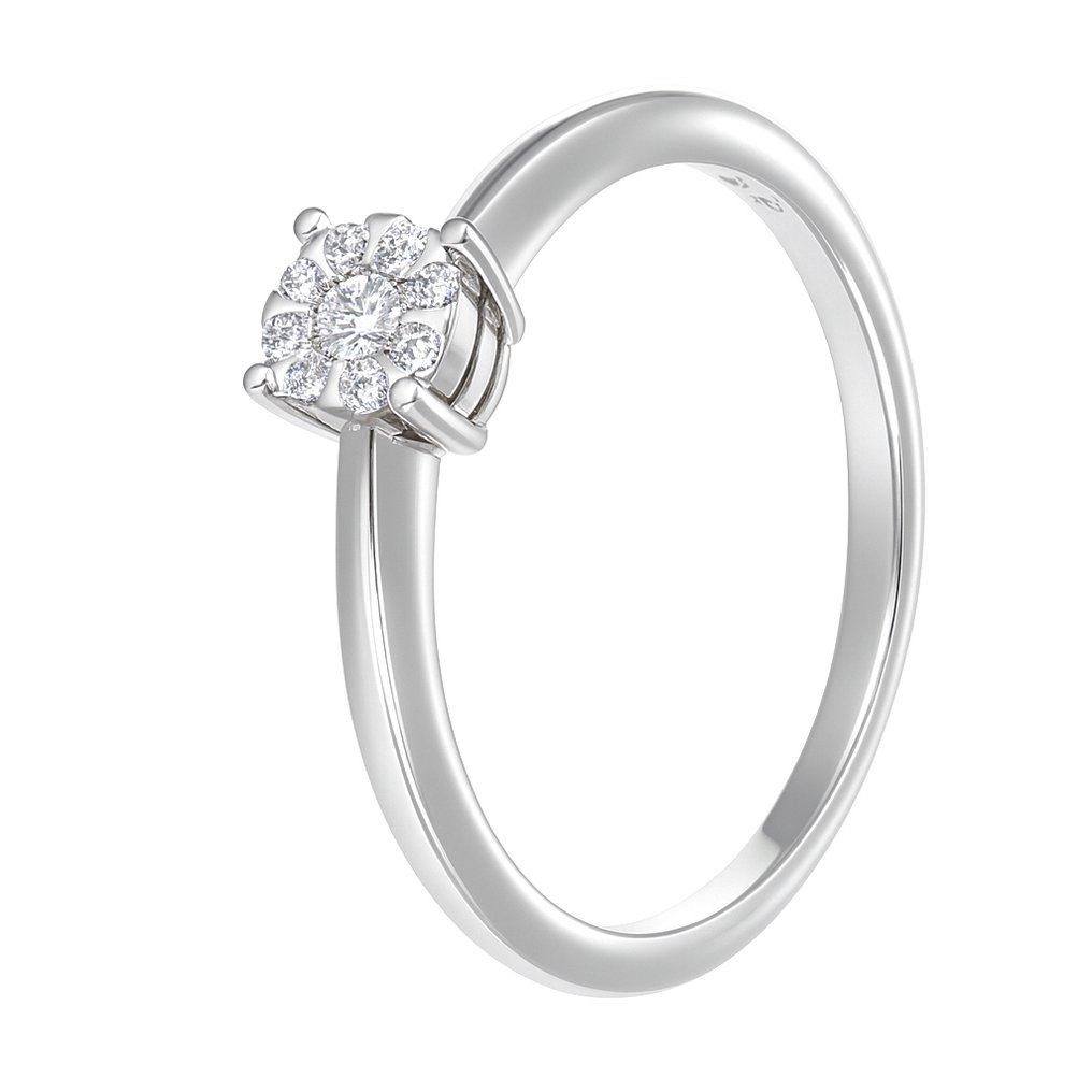 Gyűrű - 18 kt. Fehér arany - 0.12ct. tw. Gyémánt (Természetes) #1.0