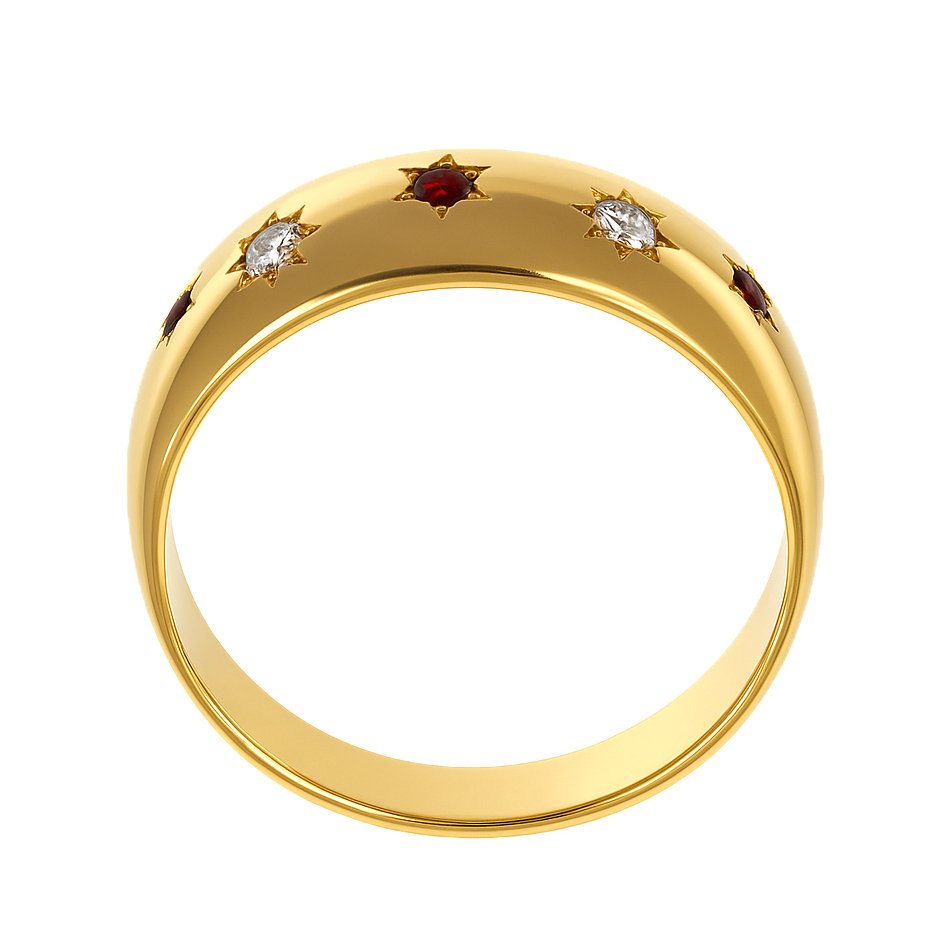 戒指 - 18 克拉 黃金 -  0.14ct. tw. 紅寶石 - 鉆石 #2.1