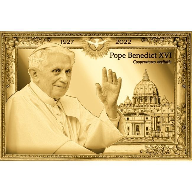 1/10 Troy Ounce - Ouro .999 - 1/10 oz .999 Fine Gold Pope Benedict XVI 1927-2022 bar in Wooden Box - Com certificado #1.0