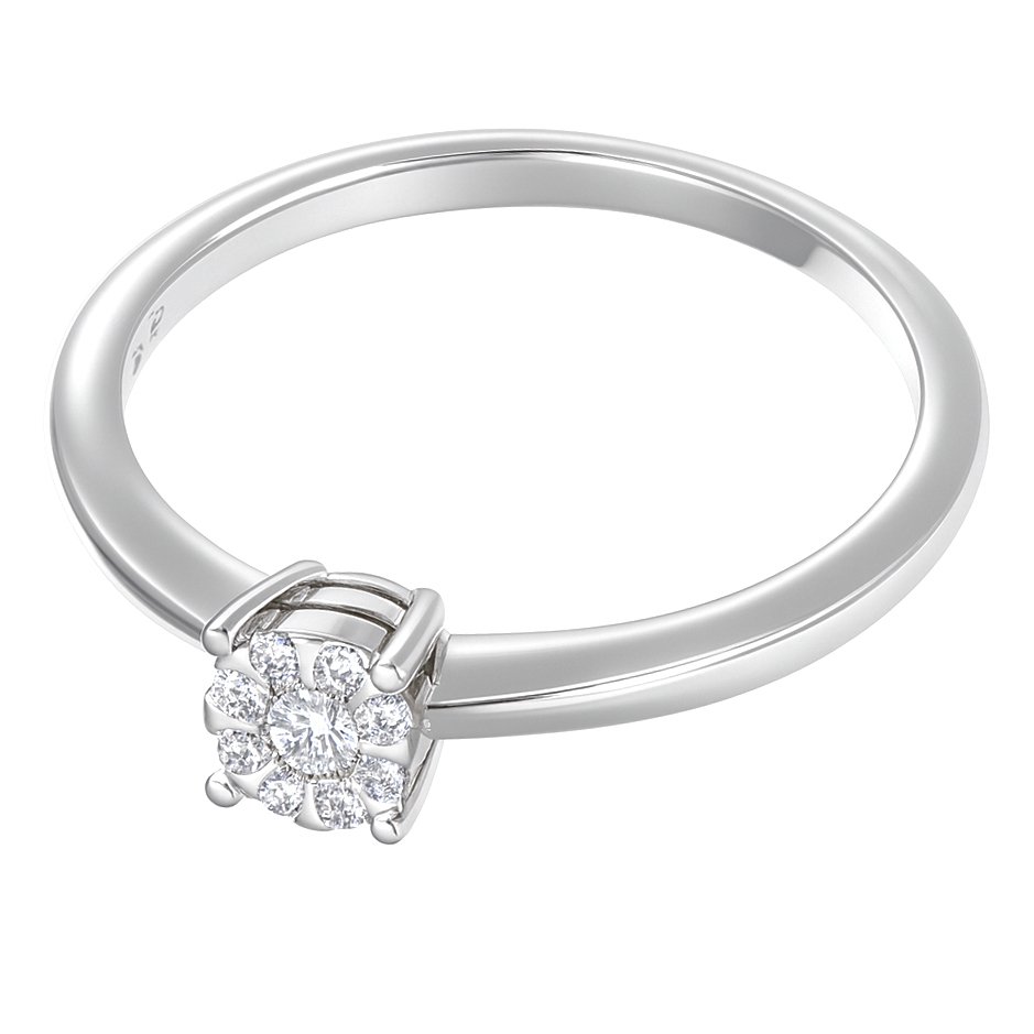 Gyűrű - 18 kt. Fehér arany - 0.12ct. tw. Gyémánt (Természetes) #3.2