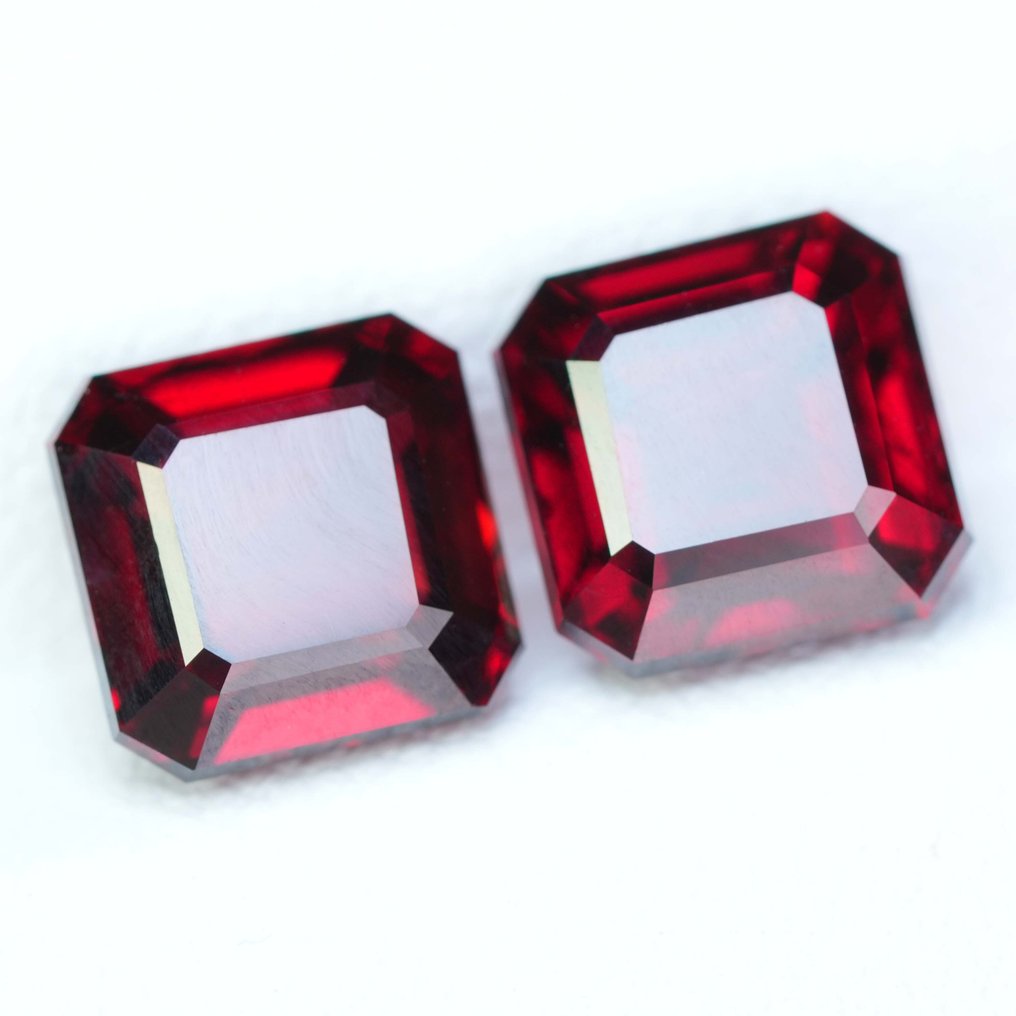 2 pcs Piros Rodolit - 5.17 ct - Nemzetközi Színes Drágakő Szövetség (ICA GemLab) - Top Fine Garnet Pairs #3.2