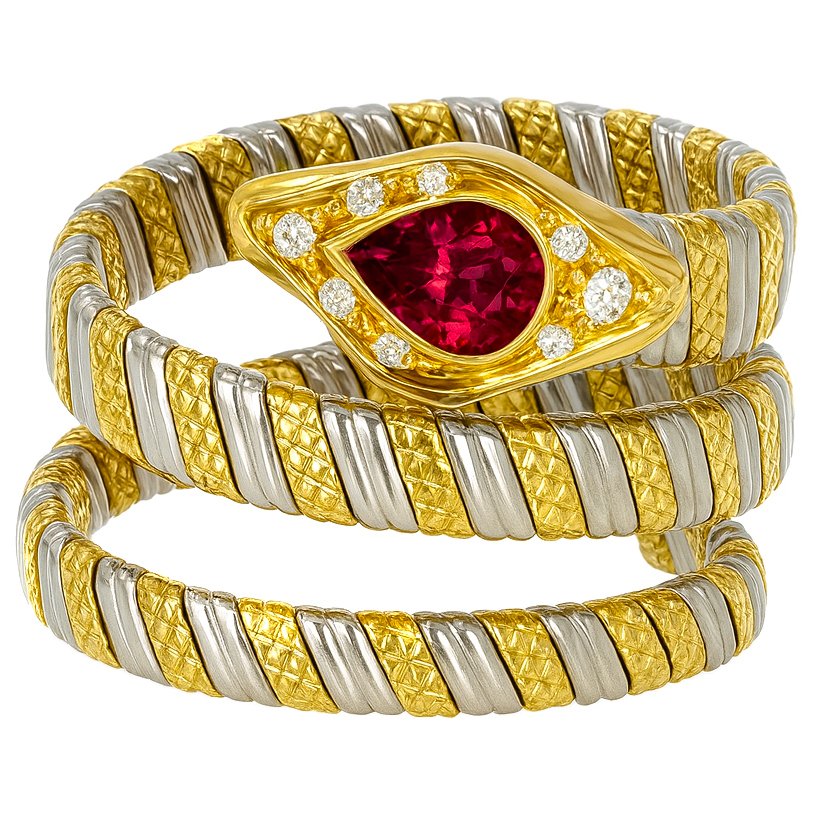Ring - 18 kt. Yellow gold, White gold - 0.44ct. tw. Ruby - Diamond #2.1