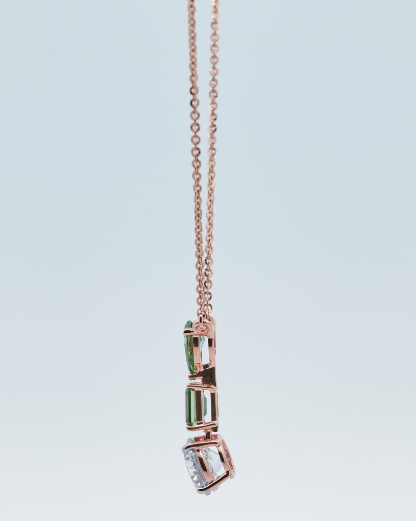 没有保留价 - 项链 - 14K包金 玫瑰金 - 2.39ct. tw. 钻石 (彩色实验室培育钻石) #4.3