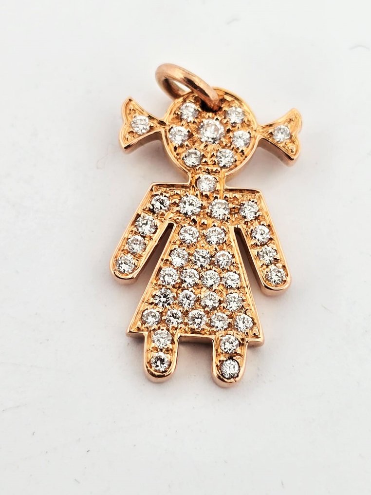 墜飾 - 18 克拉 白金 -  0.42ct. tw. 鉆石 (天然)  #4.3