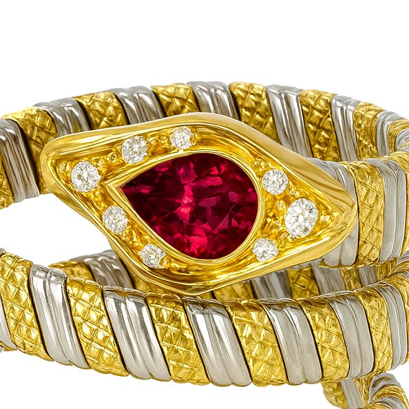 Ring - 18 kt. Yellow gold, White gold - 0.44ct. tw. Ruby - Diamond #4.3