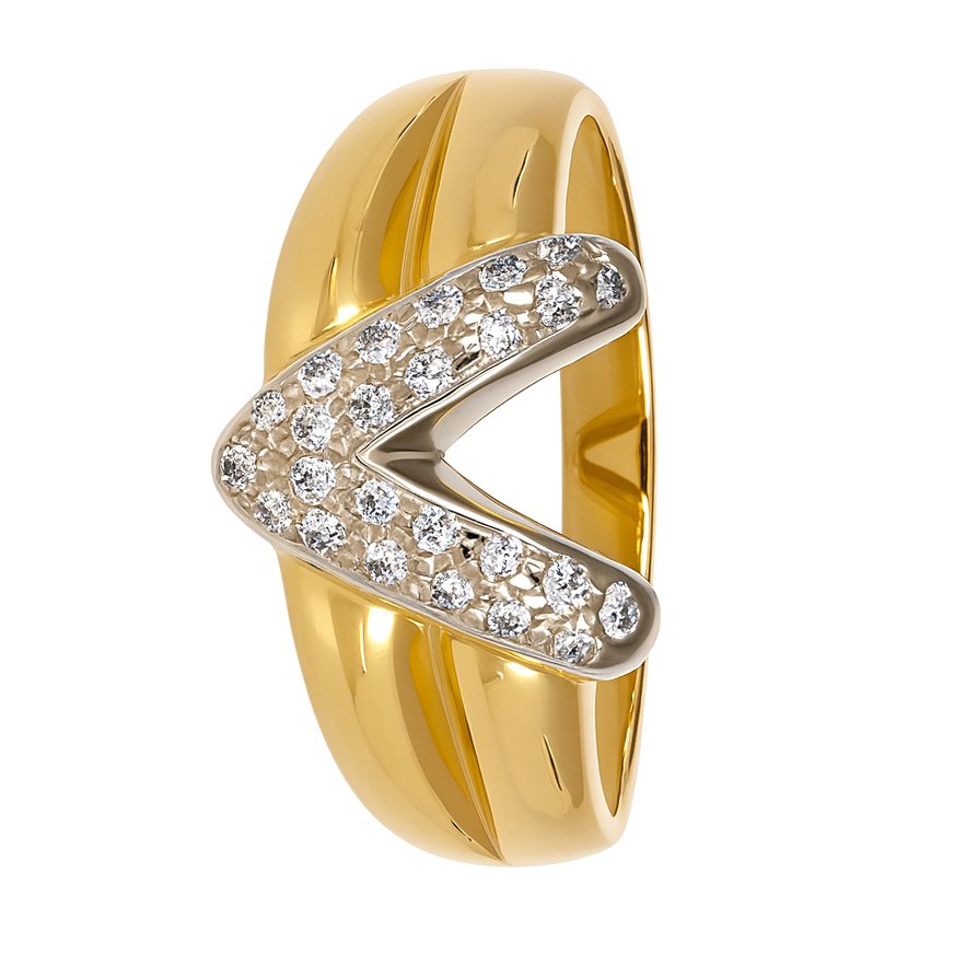 戒指 - 18K包金 白金, 黄金 - 0.13ct. tw. 钻石 (天然) #1.0