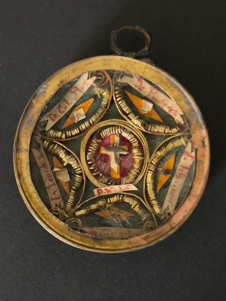  圣骨箱 - 玻璃, 黄铜 - 1750-1800年 - 圣十字与耶稣基督的受难 - 欧洲免费送货  #1.0