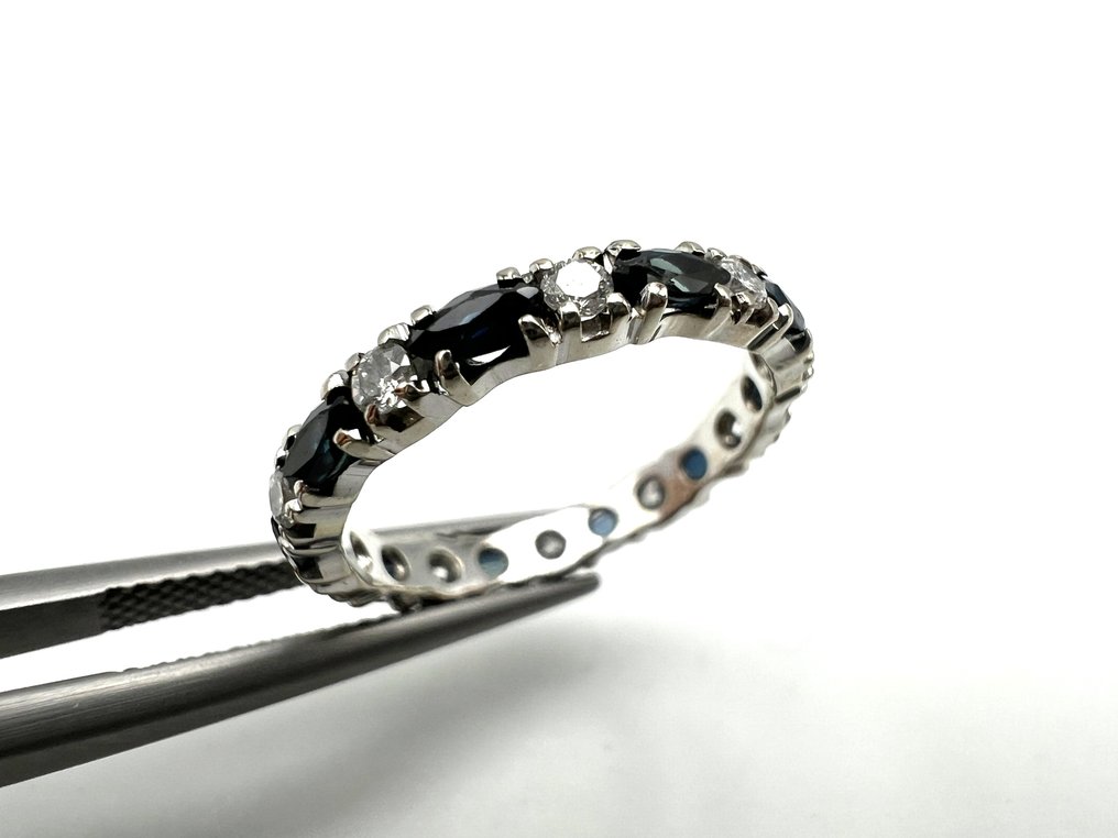 χωρίς τιμή ασφαλείας - Δαχτυλίδι - 18 καράτια Λευκός χρυσός - 0,30ct. tw. Διαμάντι (Φυσικό) - Ζαφείρι #4.3