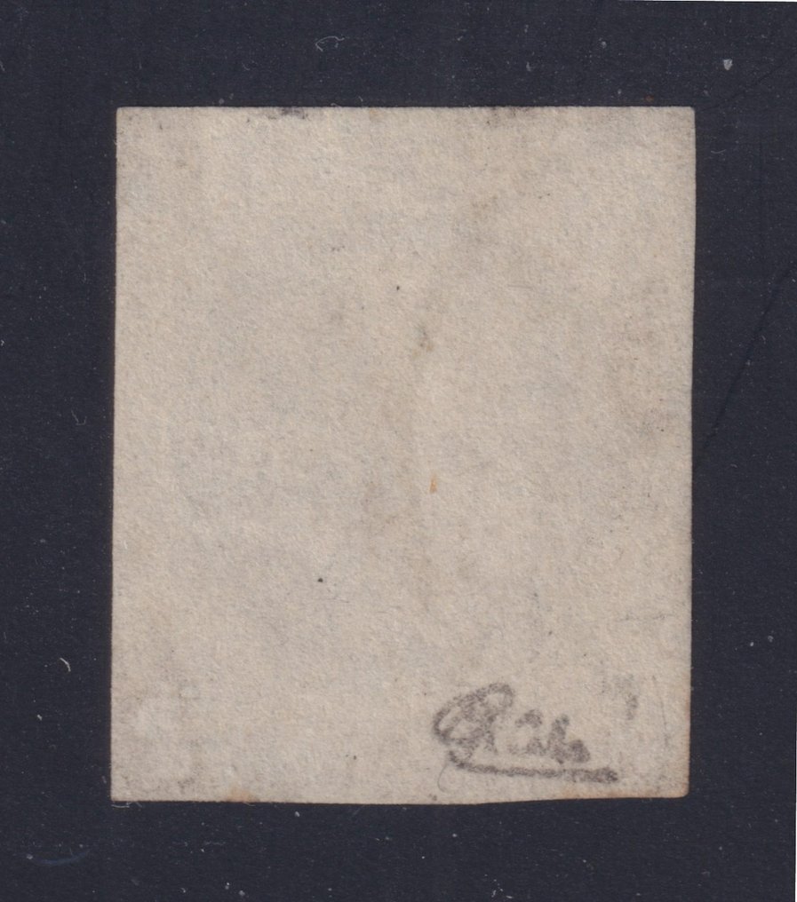 法国殖民地 1871 - 总邮票编号16，4c灰色，轻微越南印花的盖销，签名Calves并已认证。非常精彩。 - Yvert #1.0