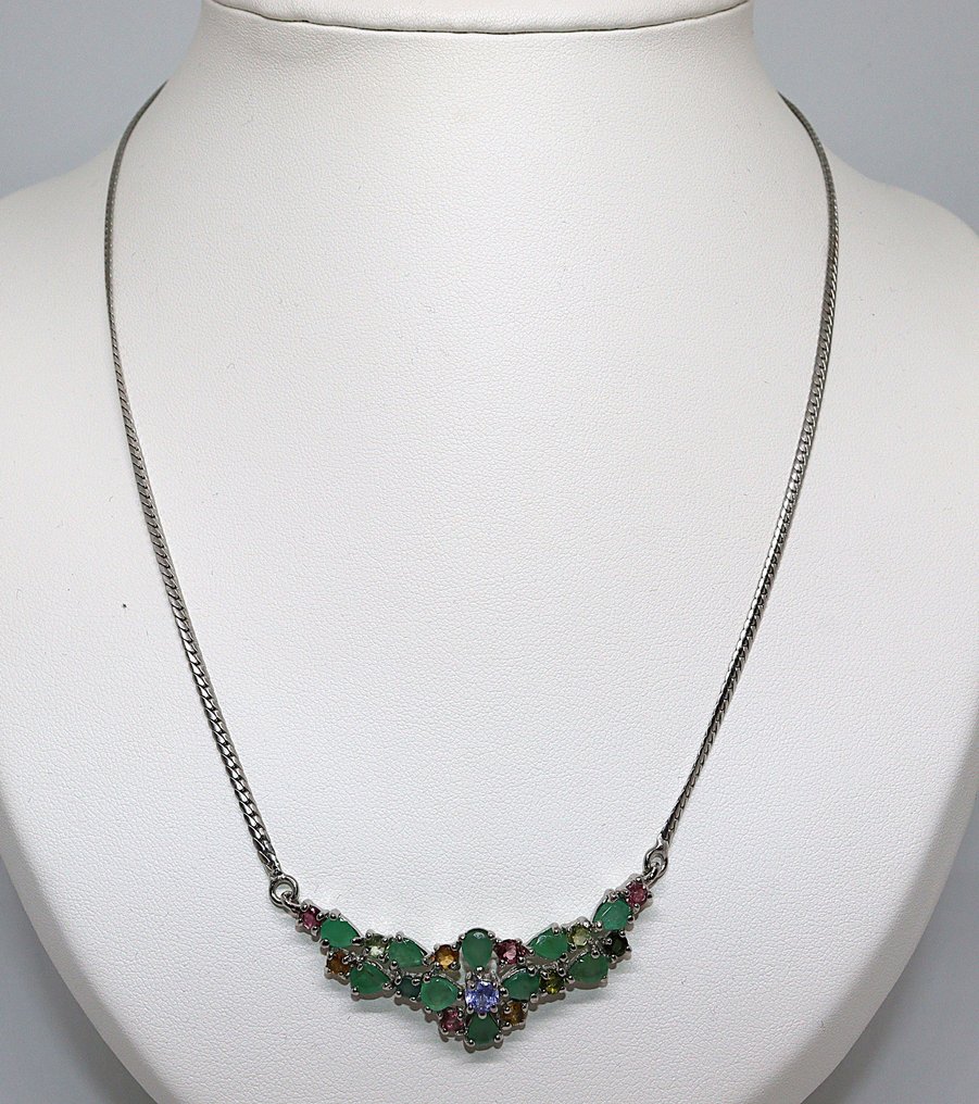 Sem preço de reserva - Colar Prata - 3.37ct. tw. - tanzanita, turmalina #1.0