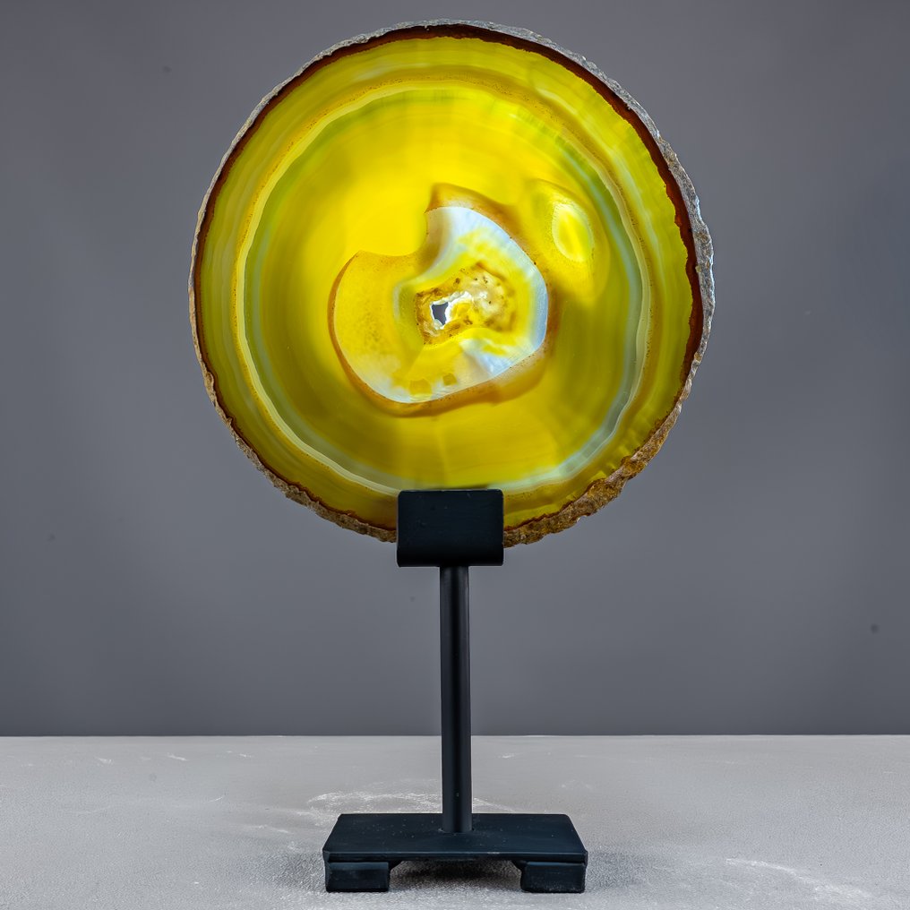 Λαμπερός δίσκος από άχατη σε κίτρινο του ήλιου – κομψότητα σε φωτεινή μορφή στο Stand, Βραζιλία- 779.65 g #4.3