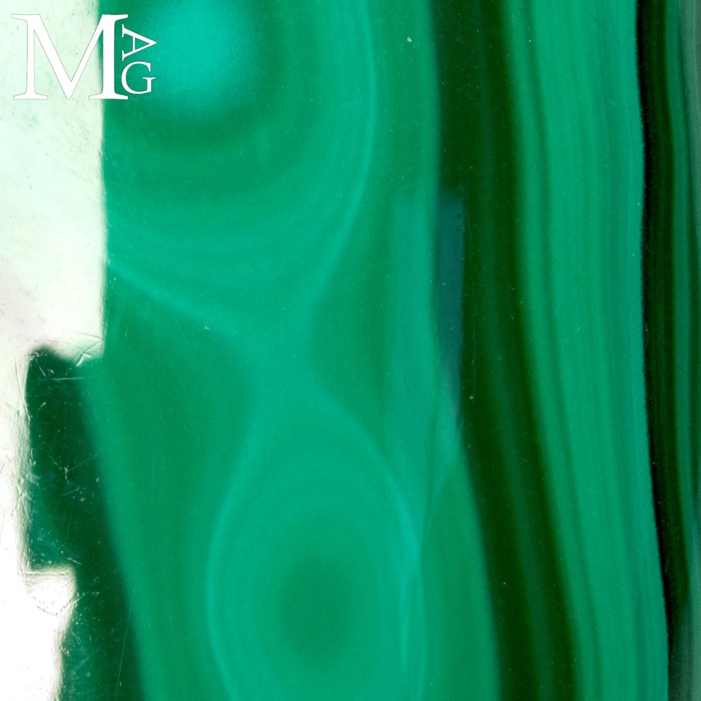 Grande cabochon em forma de lágrima Pingente de prata de lei com malaquita - Altura: 55 mm - Largura: 23 mm- 19 g #4.3