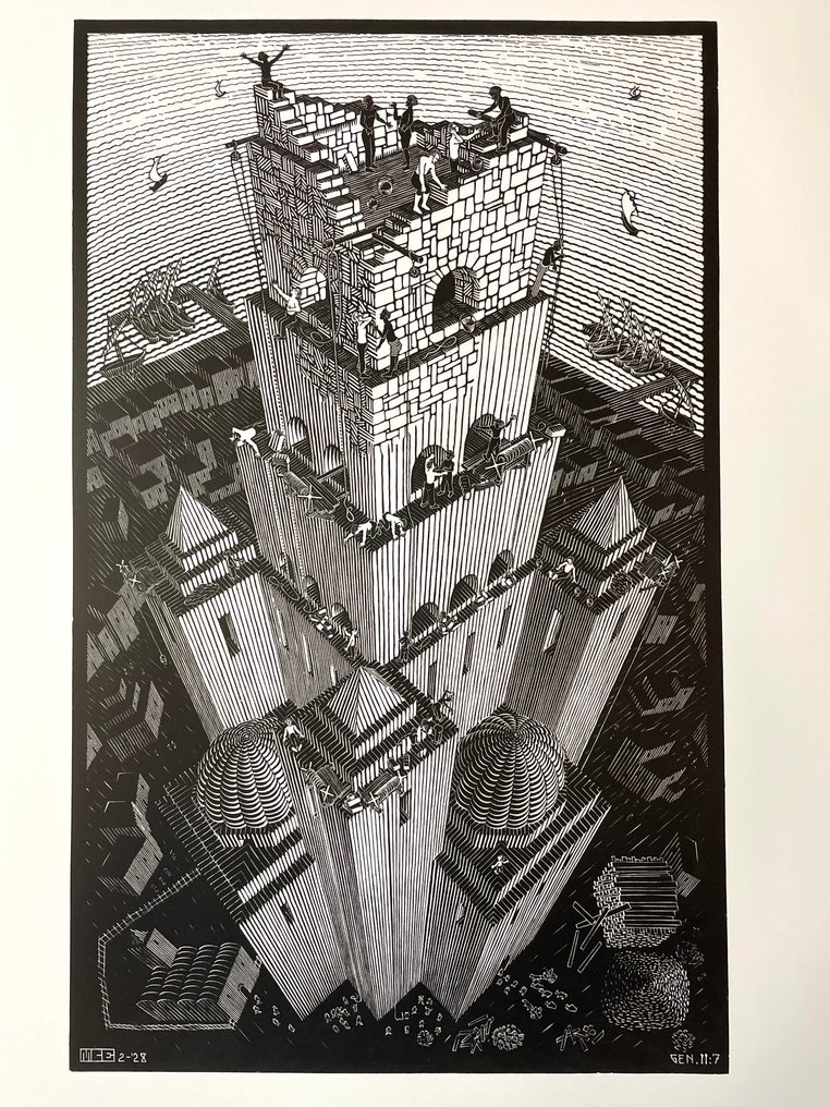 M.C. Escher (1898-1972) - "Tower of Babel" (1928) #2.1