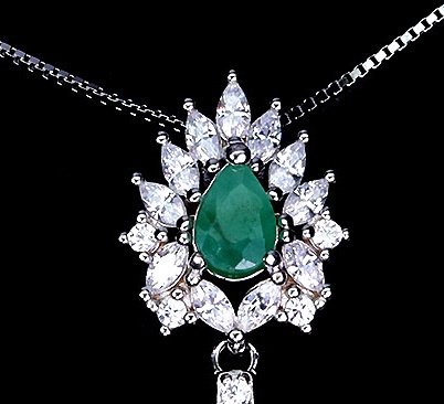 Nincs minimálár - Nyaklánc Ezüst Citrin - Smaragd - Valódi gyöngyök #2.1