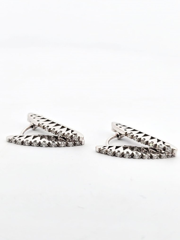 耳环 - 18K包金 白金 -  0.28ct. tw. 钻石 (天然)  #1.0