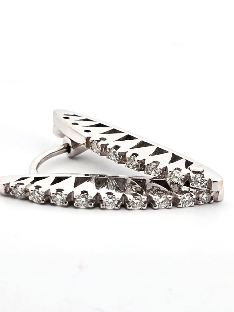 耳环 - 18K包金 白金 -  0.28ct. tw. 钻石 (天然)  #1.0