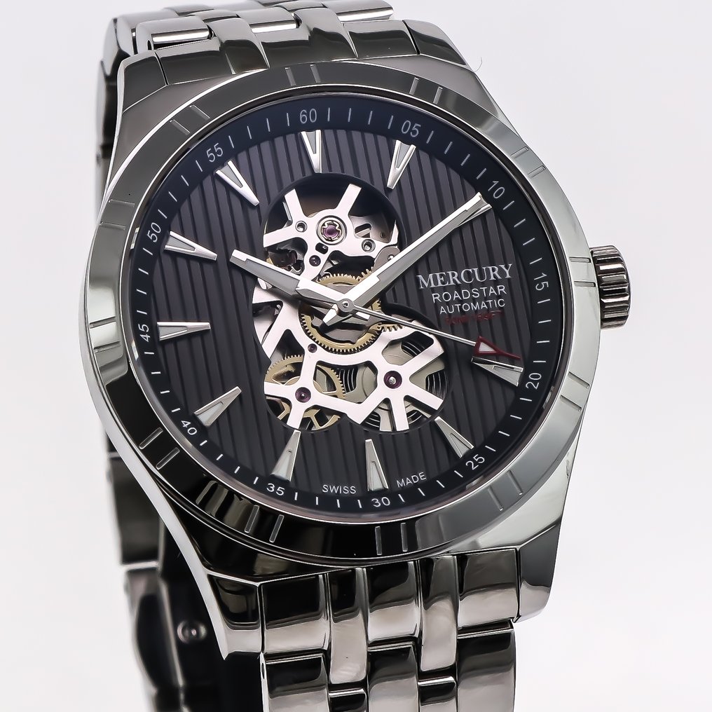 Mercury - Roadstar Skeleton Automatic Swiss Watch - MEA493SK-SS-3 - Ingen mindstepris - Mænd - 2020+  #1.0