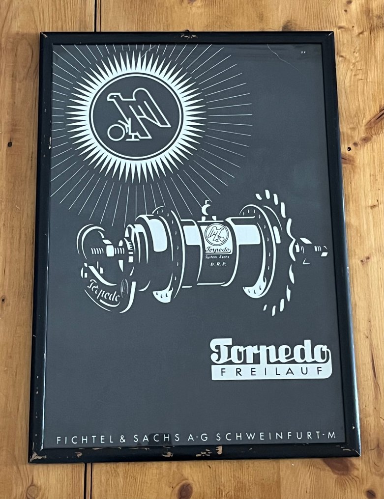 Hartmuth Pfeil - Fichtel & Sachs - Hartmuth Pfeil – Original Werbeplakat „Torpedo Freilauf“, Fichtel & Sachs AG Schweinfurt – ca. - 1930s #1.0