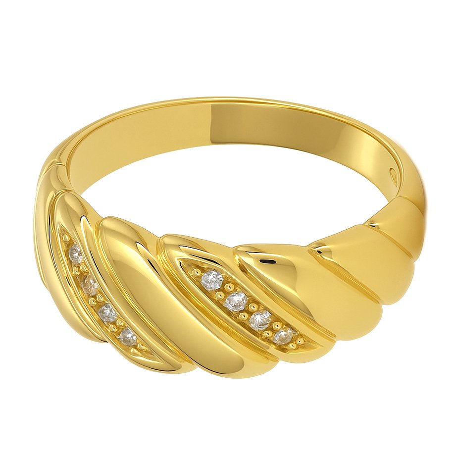 Ring - 18 karat Gull -  0.04ct. tw. Diamant (Naturlig)  #1.0