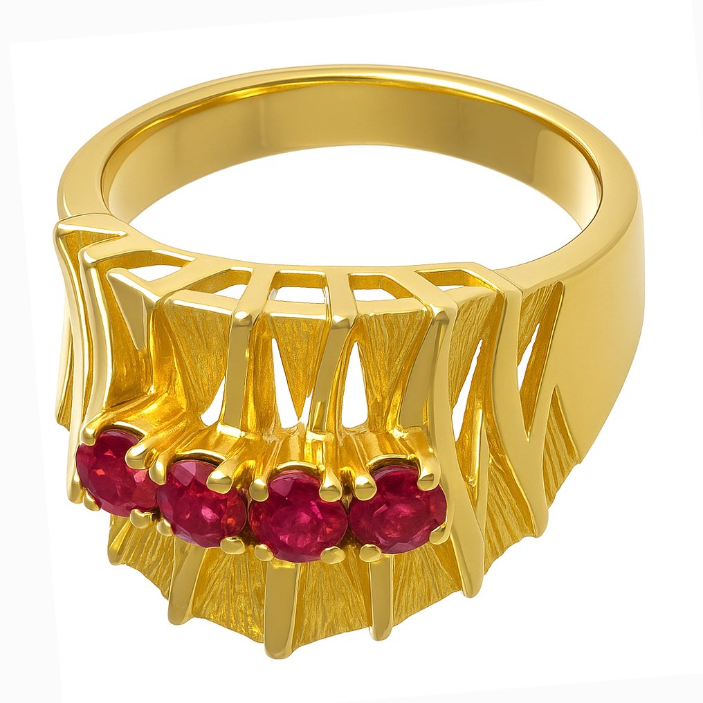 Ring - 18 kt. Yellow gold - 0.32ct. tw. Ruby #1.0