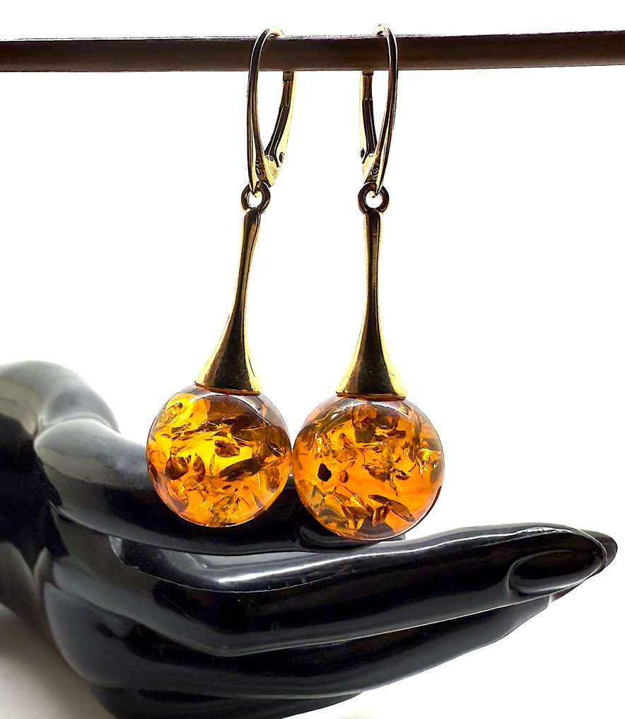 Natural Baltic amber earrings  ø18mm - Amber - Succinite - fossilized pine tree resin #4.3
