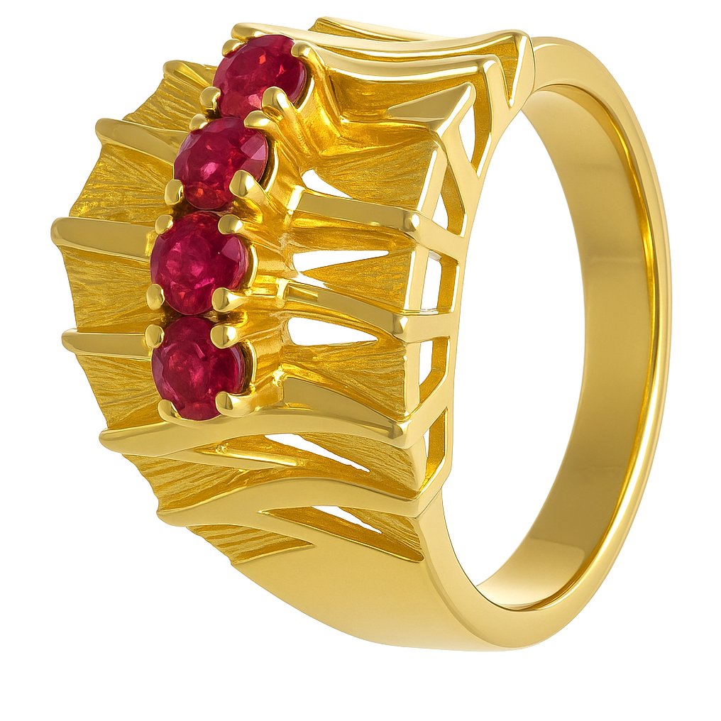 Ring - 18 kt. Yellow gold - 0.32ct. tw. Ruby #3.2