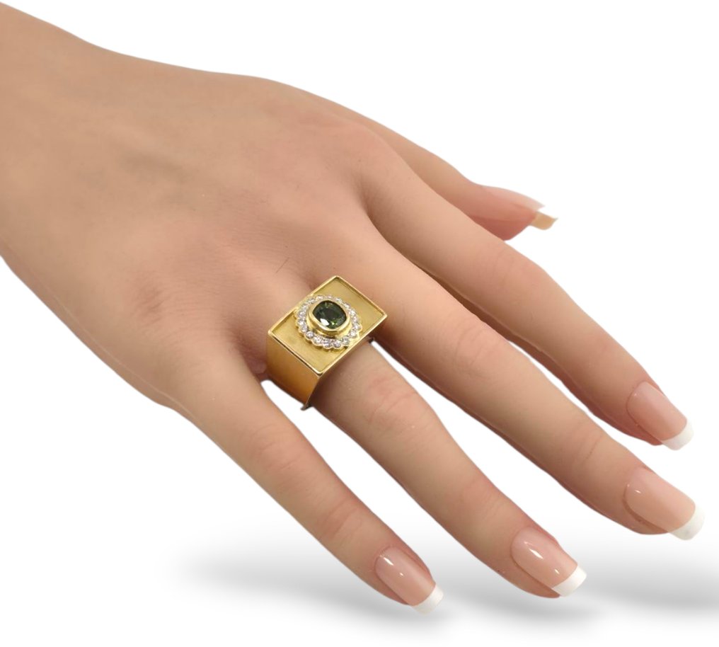 Δαχτυλίδι - 18 καράτια Κίτρινο χρυσό, Le Vian 18k χρυσό δαχτυλίδι με σμαράγδι και διαμάντια Διαμάντι (Φυσικό) #2.1