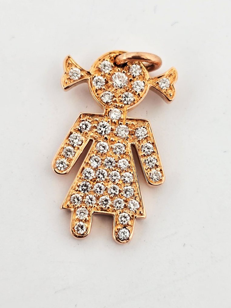 墜飾 - 18 克拉 白金 -  0.42ct. tw. 鉆石 (天然)  #1.0