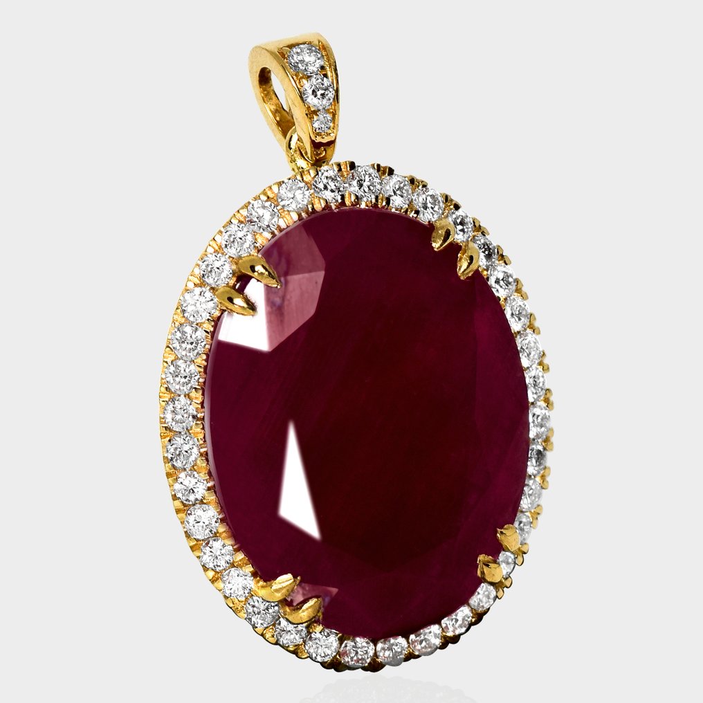 Sans Prix de Réserve - Pendentif - 14 carats Or jaune, IGI 7,22 ct non chauffé rouge violacé - 7.59ct. tw. Rubis - Diamant #3.2