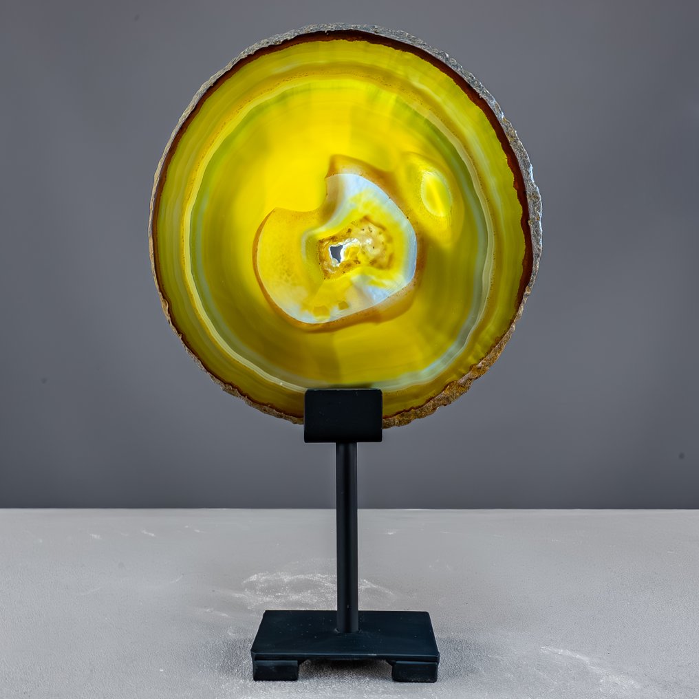 Λαμπερός δίσκος από άχατη σε κίτρινο του ήλιου – κομψότητα σε φωτεινή μορφή στο Stand, Βραζιλία- 779.65 g #2.1