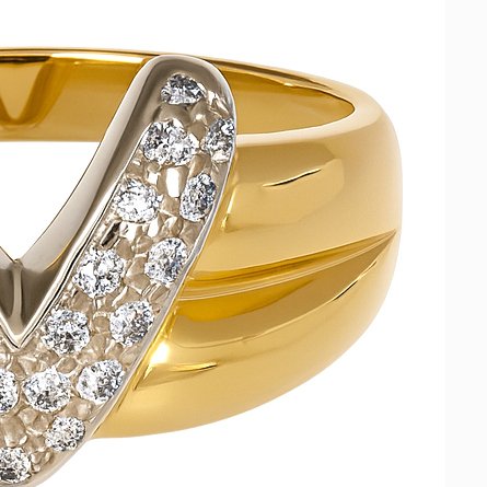 戒指 - 18K包金 白金, 黄金 - 0.13ct. tw. 钻石 (天然) #2.1