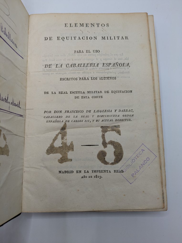 Francisco Laiglesia y Darrac - Elementos de equitación militar para el uso de la caballería española - 1819 #2.1