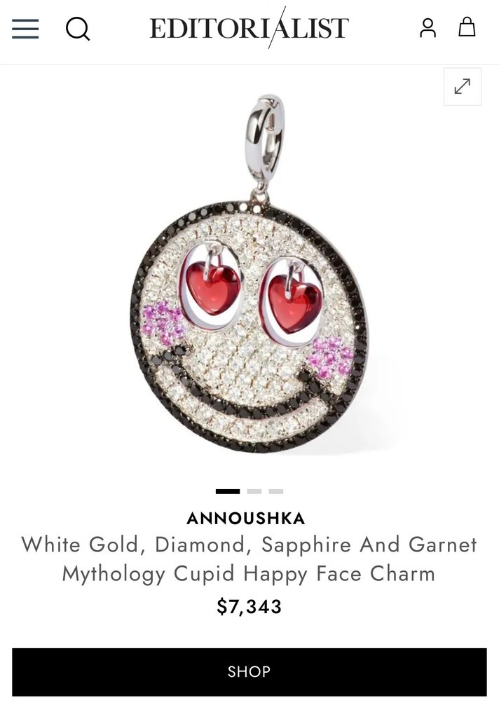 Κρεμαστό κόσμημα - 18 καράτια Λευκός χρυσός - 2.88ct. tw. Διαμάντι (Φυσικό) - Γρανάτης - Το χαμόγελο του εμπορικού σήματος Annoushka. #1.0