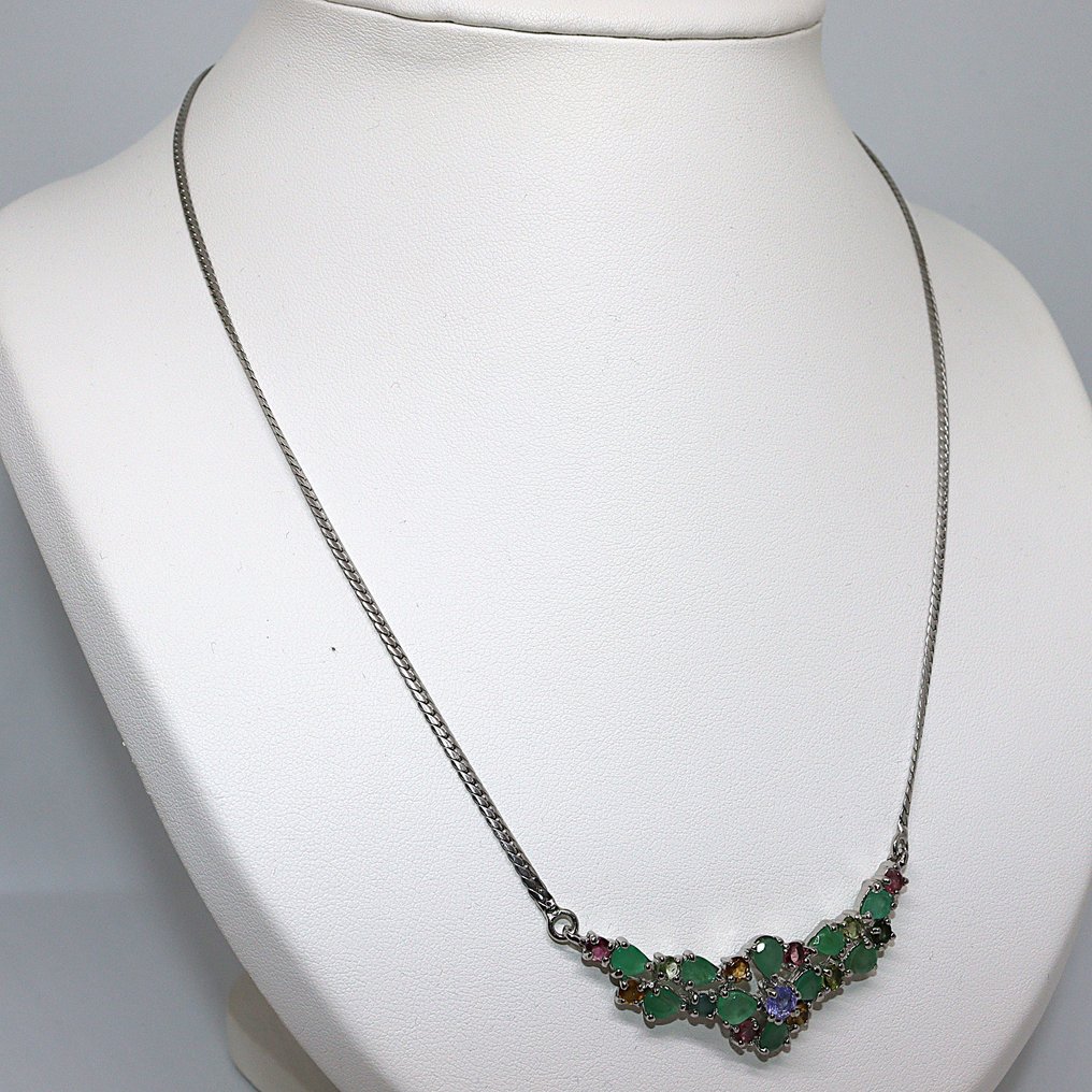 Sem preço de reserva - Colar Prata - 3.37ct. tw. - tanzanita, turmalina #4.3