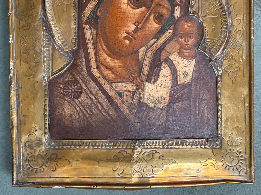 Ikone - Gottesmutter von Kasan - Holz, Messing #2.1