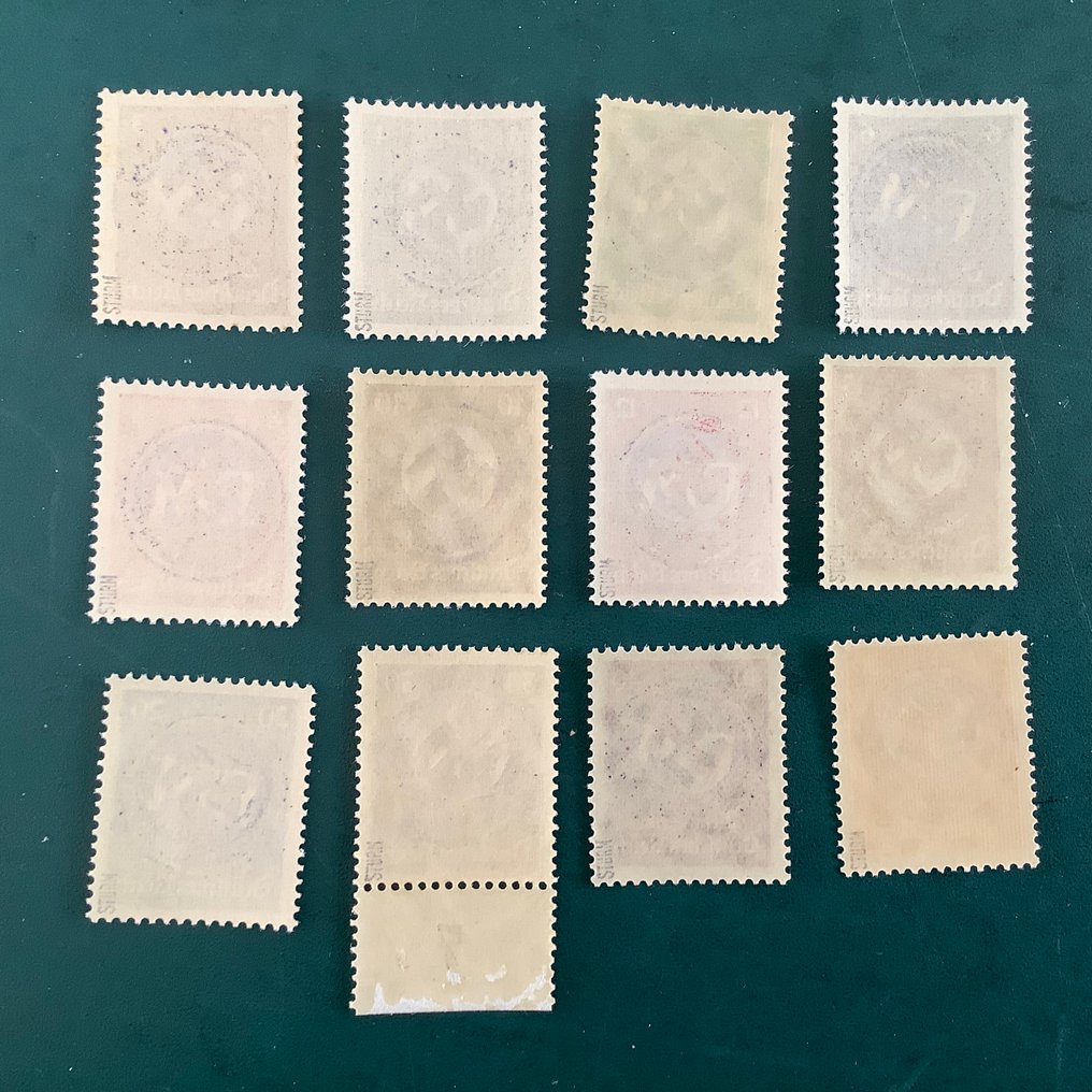 Tyskland - lokale postadresser 1945 - Fredesdorf: tjenestestempler med blå FM-trykk – fullstendig godkjent Sturm - Michel F132/143 #4.3