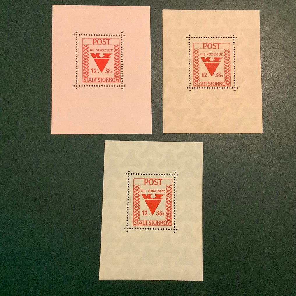 Germania - Zone poștale locale 1946 - Storkow: trei pătrate - Michel blok 1/2 #3.2