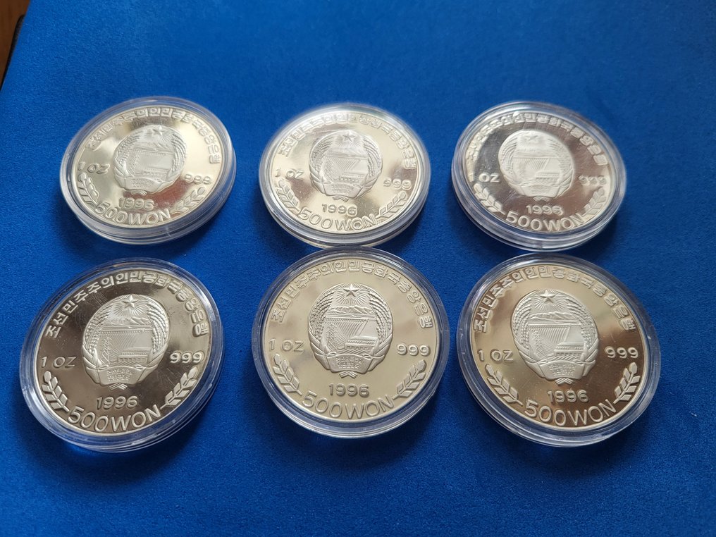 Corea. 500 Won 1996 Fish collection, 6 x 1 Oz .999 #3.2