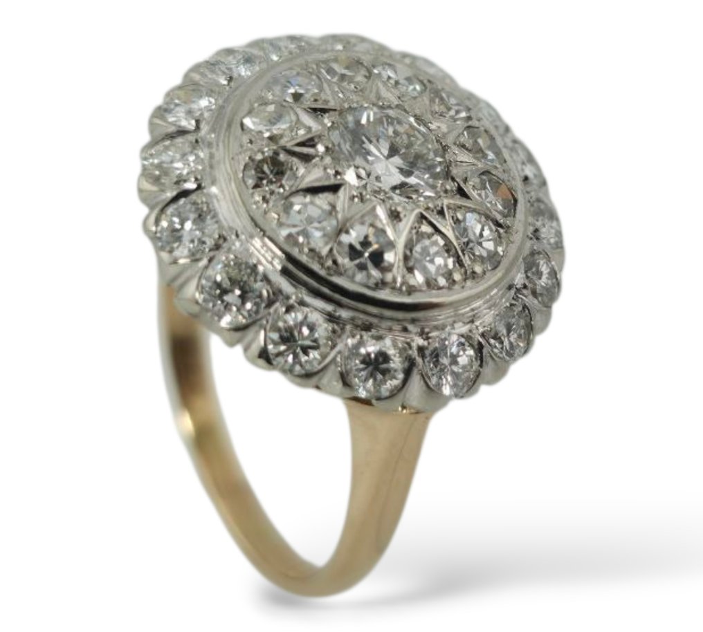 Δαχτυλίδι - 14 καράτια Λευκός χρυσός, Κίτρινο χρυσό, Δαχτυλίδι από 14Κ κίτρινο και λευκό χρυσό και διαμάντι 1,62 καρατίων. -  1.62ct. tw. Διαμάντι (Φυσικό)  #2.1