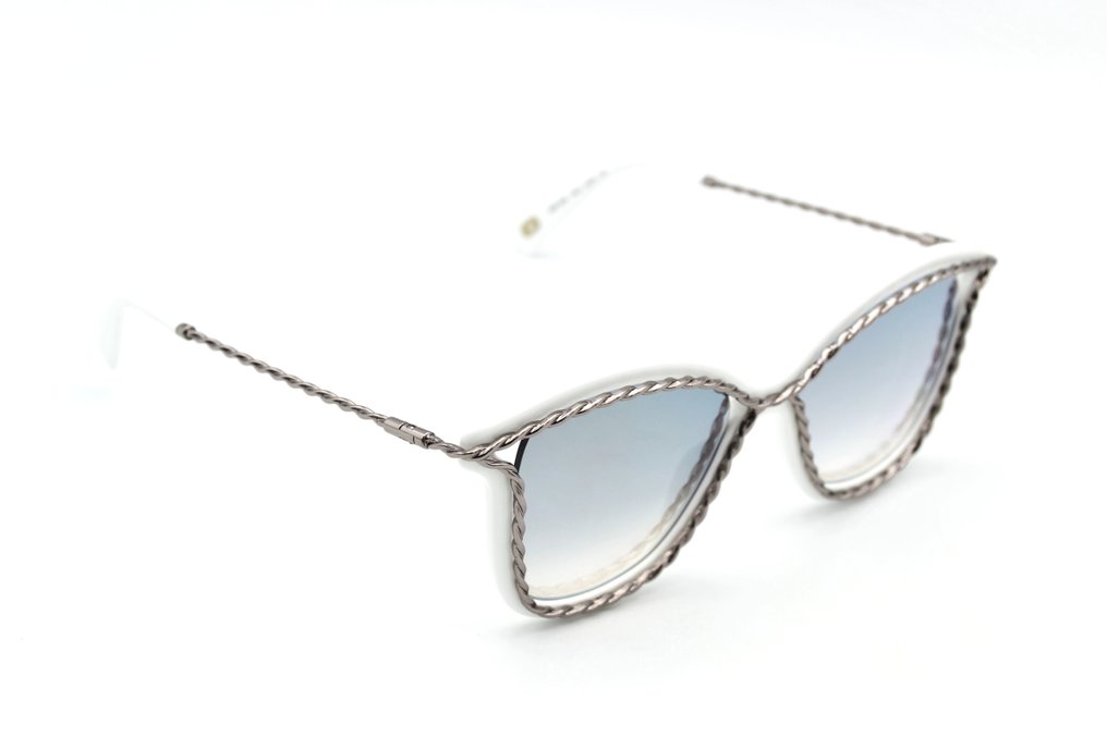 Marc Jacobs - Made in Italy - 160S VK6IC - White Acetate & Curved Silver Metal - Mirrored Lenses - *New* - Solbriller #4.3