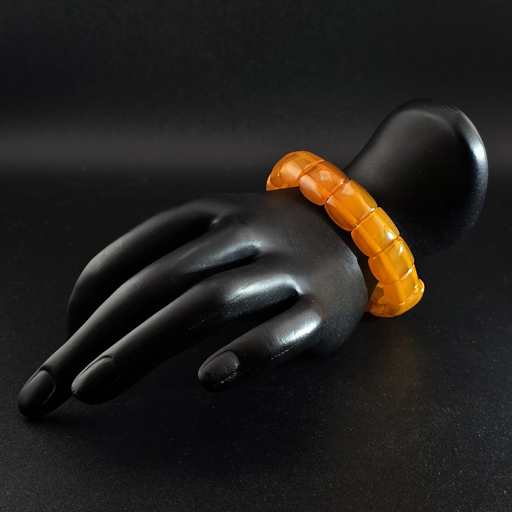 Βραχιόλι από φυσικό Βαλτικό κεχριμπάρι – Ζεστές μέλισσες-πορτοκαλί τμημάτων – Λεία γυαλιστερή λάμψη. - Κεχριμπάρι (χωρίς τιμή ασφαλείας) #2.1