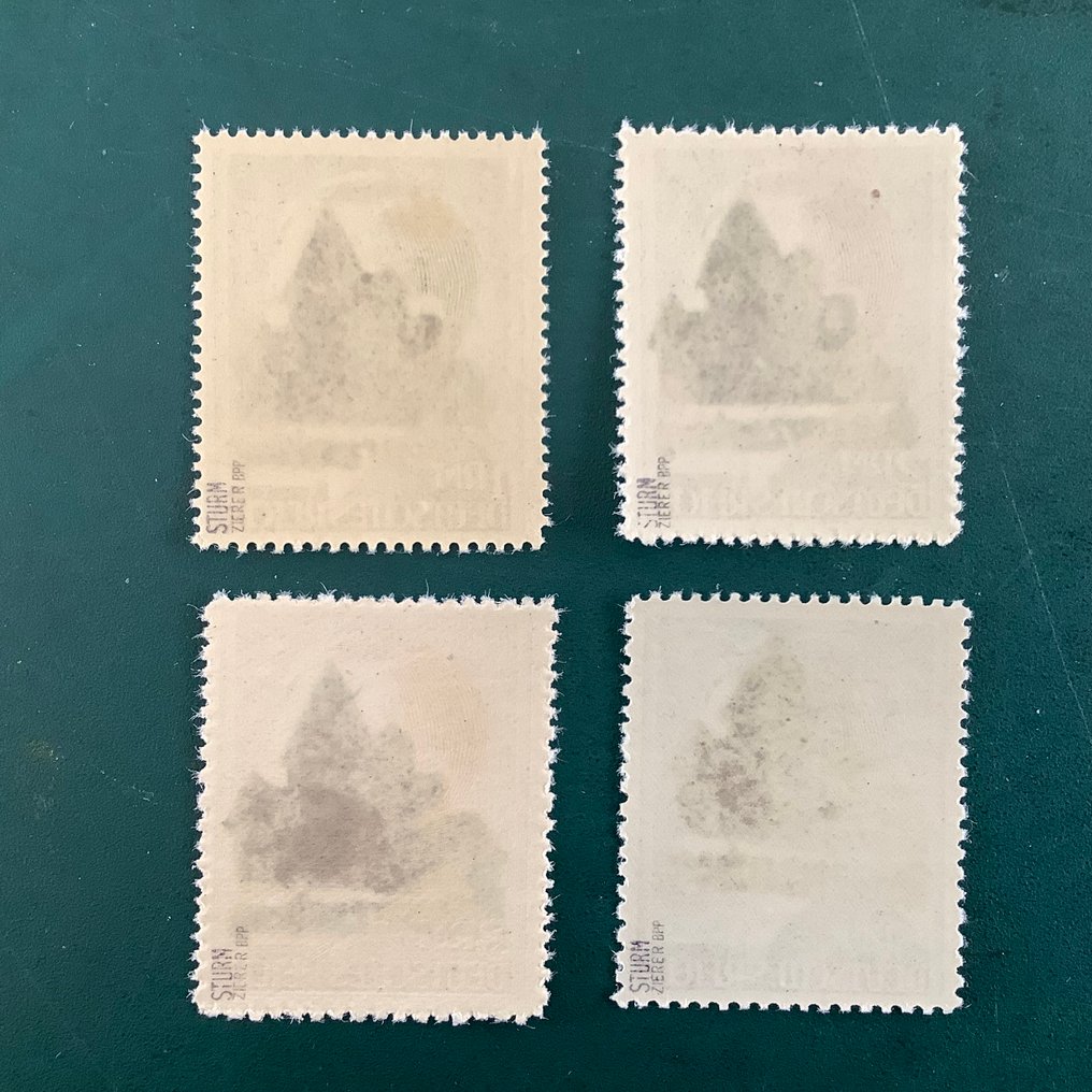 Németország - helyi posta 1945 - Schwarzenberg: a négy márka értéke típus II felirattal - hibátlanul jóváhagyott Sturm és Zierer - Michel 20/23 II #2.1