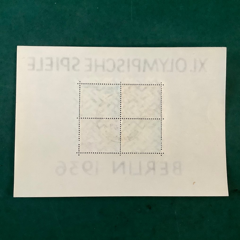 德意志帝国 1936 - 带有中心第一天邮戳的奥林匹克运动会，日期为1936年8月1日 - Michel blok 5/6 #4.3